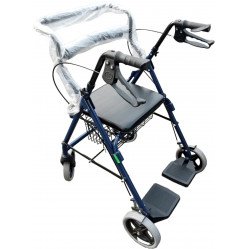 CAMINADOR ROLLATOR ALUMINIO AZUL FRENOS Y APOYA PIES