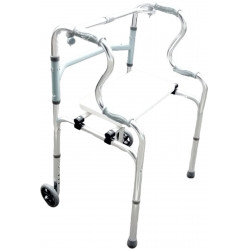 ANDADOR PLEGABLE DOBLE SOPORTE C/ASIENTO RUEDAS