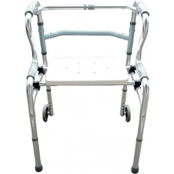 ANDADOR PLEGABLE DOBLE SOPORTE C/ASIENTO RUEDAS